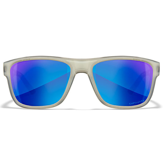Wiley X Sonnenbrille Ovation Captivate matt transparent grau Glser blau verspiegelt polarisiert inkl. Brillenetui und Seitensch Bild 1