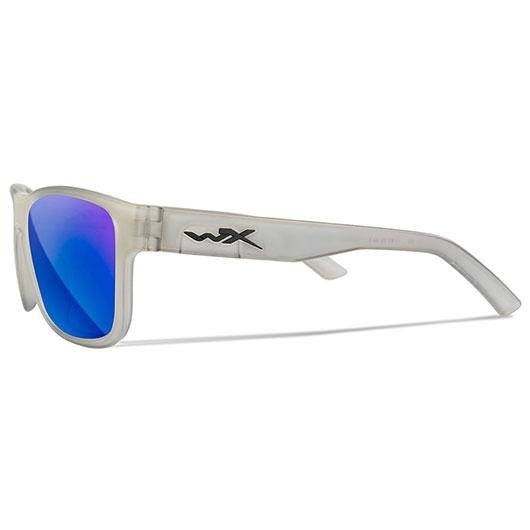Wiley X Sonnenbrille Ovation Captivate matt transparent grau Glser blau verspiegelt polarisiert inkl. Brillenetui und Seitensch Bild 2