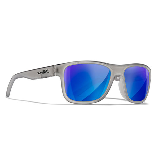 Wiley X Sonnenbrille Ovation Captivate matt transparent grau Glser blau verspiegelt polarisiert inkl. Brillenetui und Seitensch Bild 4