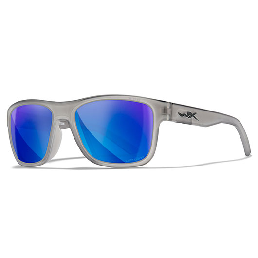 Wiley X Sonnenbrille Ovation Captivate matt transparent grau Glser blau verspiegelt polarisiert inkl. Brillenetui und Seitensch Bild 5