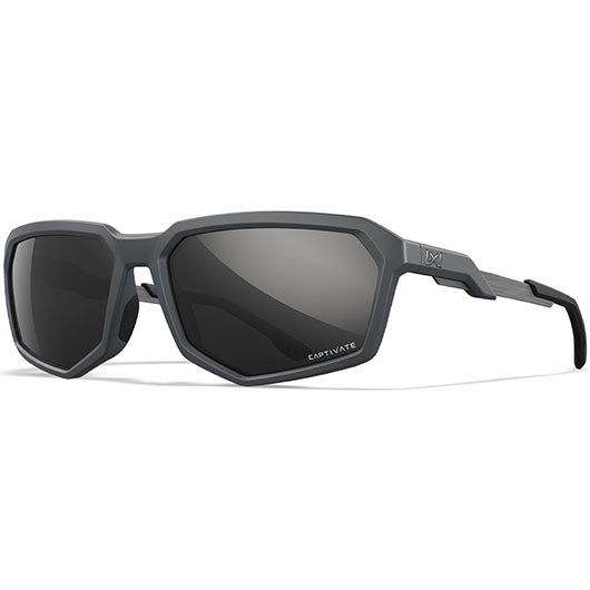 Wiley X Sonnenbrille Recon Captivate matt grau Glser schwarz verspiegelt Polarisiert inkl. Seitenschutz