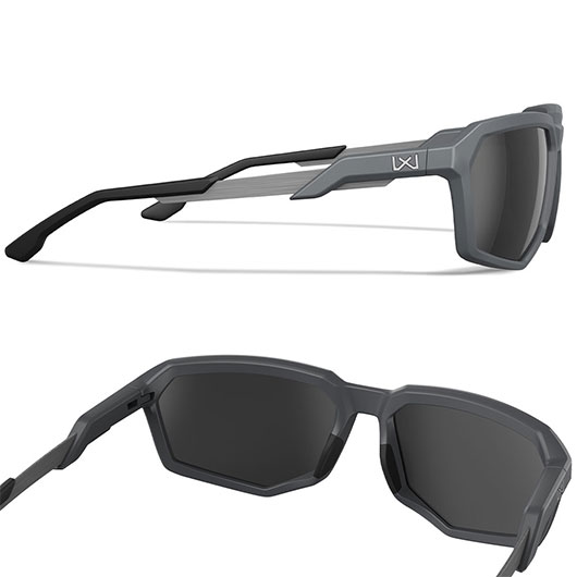 Wiley X Sonnenbrille Recon Captivate matt grau Glser schwarz verspiegelt Polarisiert inkl. Seitenschutz Bild 3