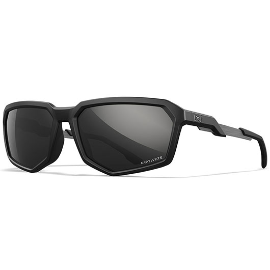 Wiley X Sonnenbrille Recon Captivate matt schwarz Glser schwarz verspiegelt Polarisiert inkl. Seitenschutz