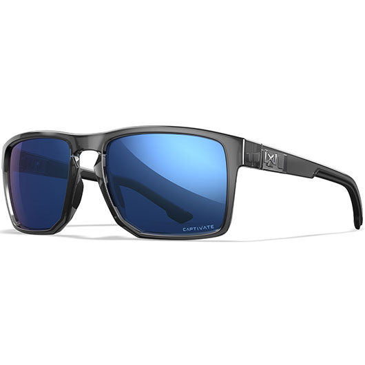 Wiley X Sonnenbrille Founder Captivate transparent grau Glser blau verspiegelt und polarisiert inkl. Seitenschutz