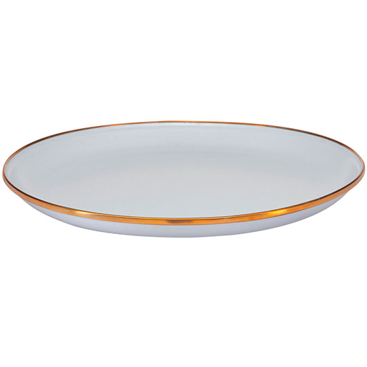 Barebones Teller Emaille 2er Set 28 cm flach wei/bronze Bild 1