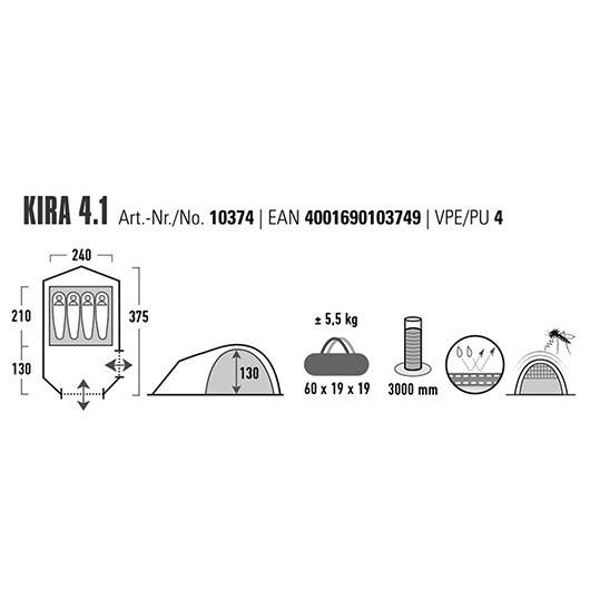 High Peak Zelt Kira 4.1 dunkelgrn fr max. 4 Personen Bild 1
