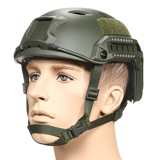 nHelmet Airsoft Helm FAST BJ Maritime Railed mit NVG Mount oliv