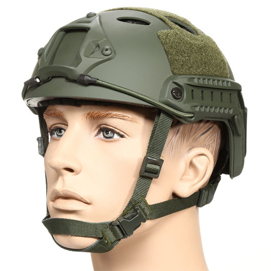 nHelmet FAST PJ Standard Railed Airsoft Helm mit NVG Mount oliv