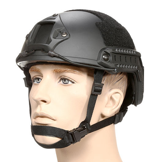 nHelmet Airsoft Helm FAST Standard Railed mit NVG Mount schwarz
