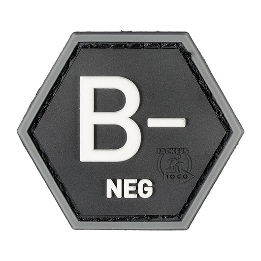 JTG 3D Rubber Patch Hexagon mit Klettflche Blutgruppe B negativ swat