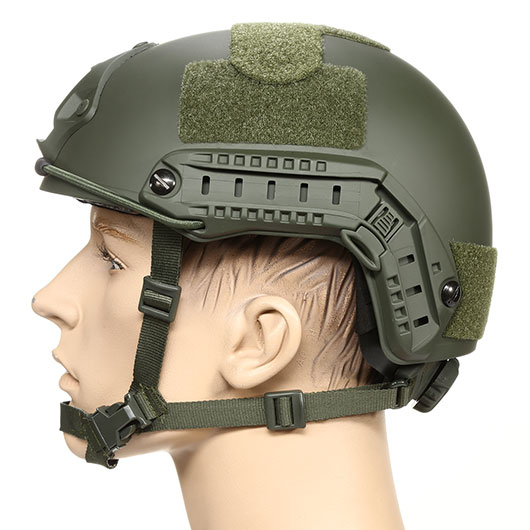 nHelmet FAST Standard Railed Airsoft Helm mit NVG Mount oliv Bild 1