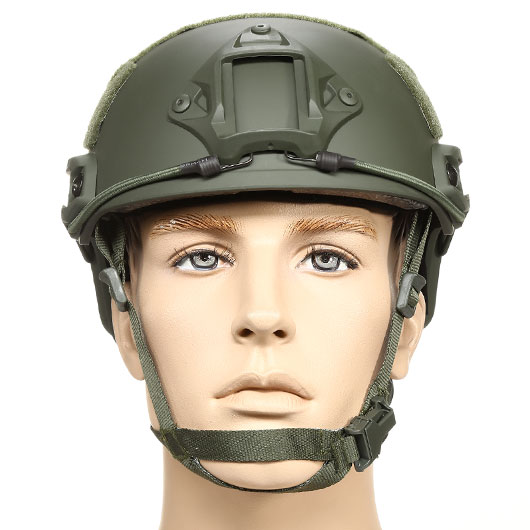 nHelmet FAST Standard Railed Airsoft Helm mit NVG Mount oliv Bild 2