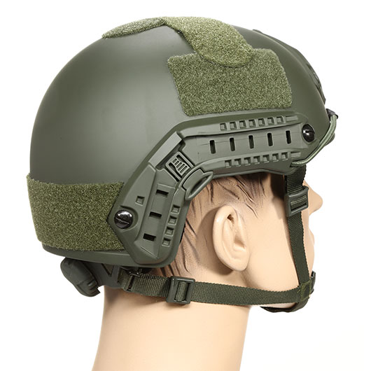 nHelmet FAST Standard Railed Airsoft Helm mit NVG Mount oliv Bild 3