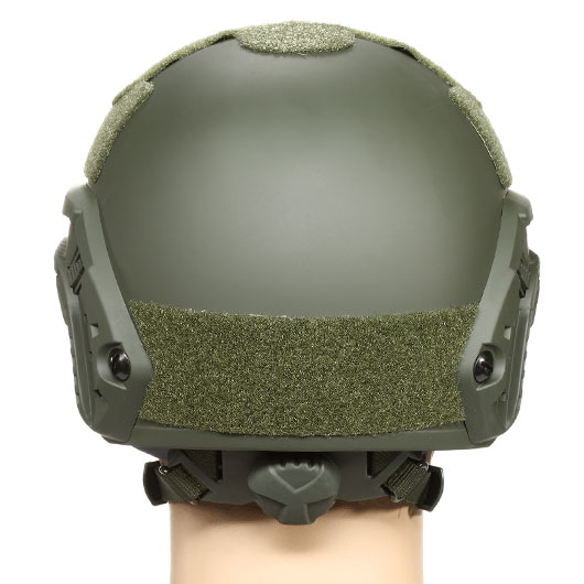 nHelmet FAST Standard Railed Airsoft Helm mit NVG Mount oliv Bild 4