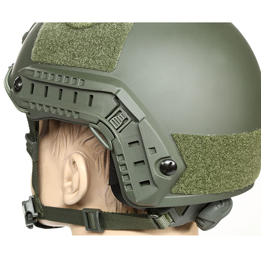 nHelmet FAST Standard Railed Airsoft Helm mit NVG Mount oliv Bild 7