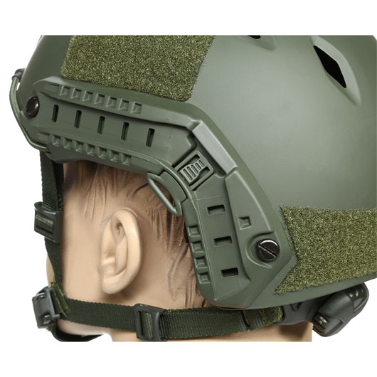 nHelmet Airsoft Helm  FAST BJ Standard Railed mit NVG Mount oliv Bild 7