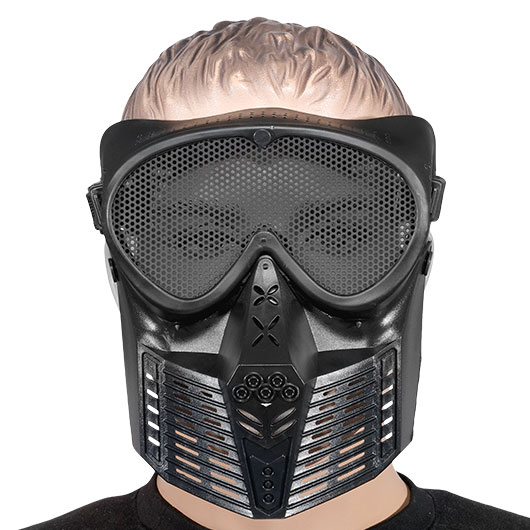 Fidragon SA-Upgrade Gittermaske mit Mundabdeckung Full Face schwarz Bild 5