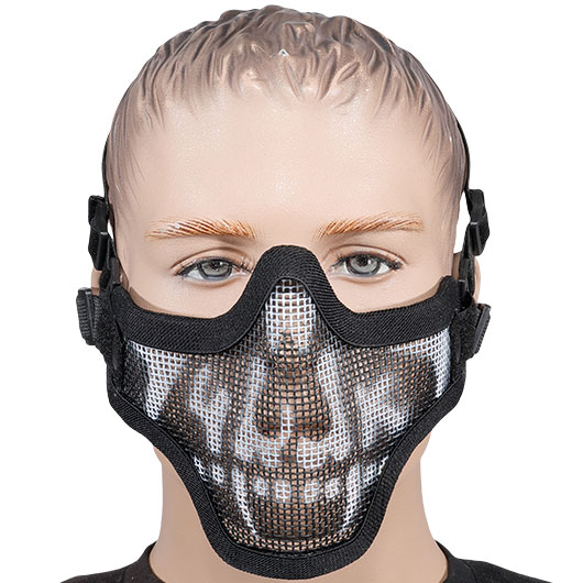 WoSport WST Scout V1 Airsoft Gittermaske Lower Face Black Skull Bild 1