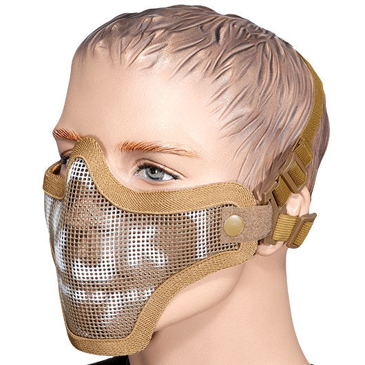 WoSport WST Scout V1 Airsoft Gittermaske Lower Face Tan Skull