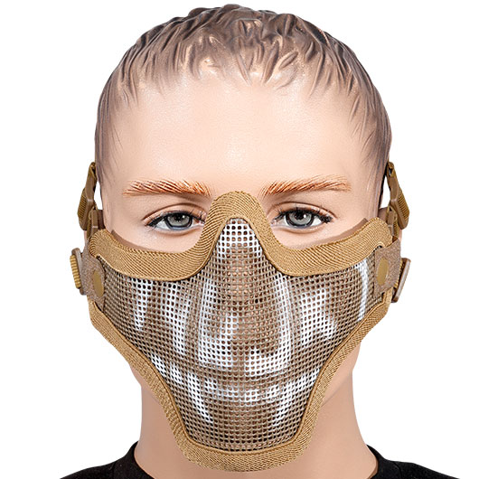 WoSport WST Scout V1 Airsoft Gittermaske Lower Face Tan Skull Bild 1