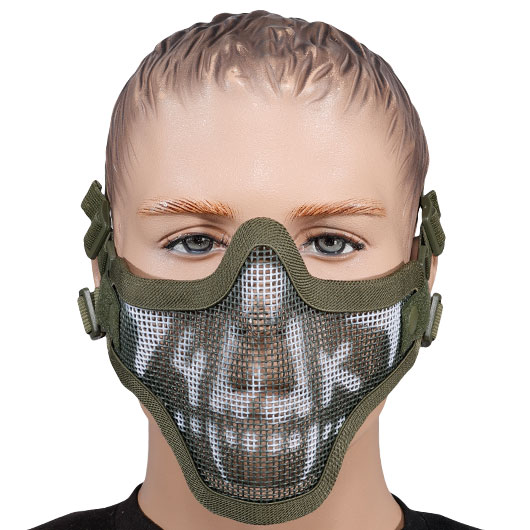 WoSport WST Scout V1 Airsoft Gittermaske Lower Face OD Skull Bild 1