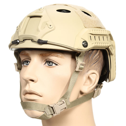 nHelmet FAST PJ Maritime Railed Airsoft Helm mit NVG Mount Dark Earth