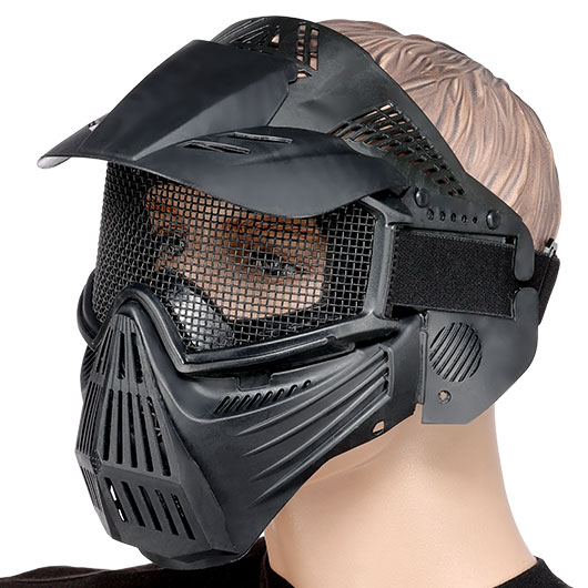 Fidragon Transformer Leader Gittermaske m. Mundabdeckung Full Face schwarz