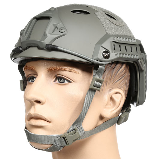 nHelmet FAST PJ Maritime Railed Airsoft Helm mit NVG Mount Foliage Green