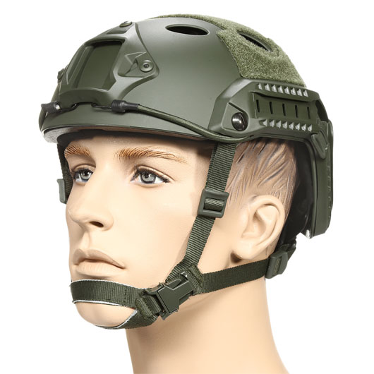 nHelmet FAST PJ Maritime Railed Airsoft Helm mit NVG Mount oliv