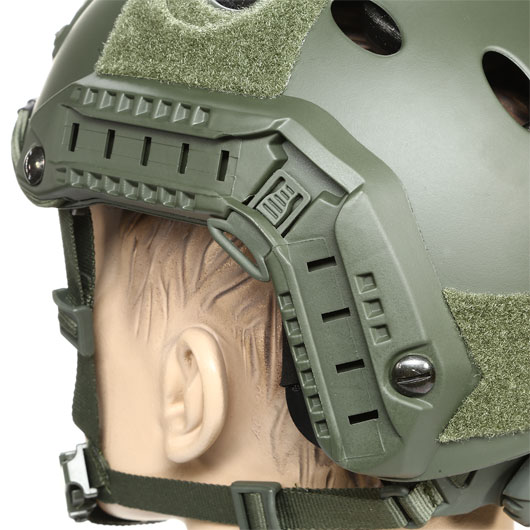 nHelmet Airsoft Helm FAST PJ Maritime Railed mit NVG Mount oliv Bild 7