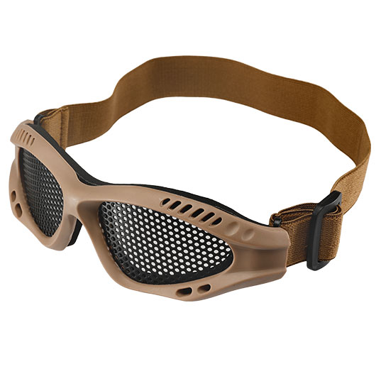 WoSport Tactical Goggle Round-Steelmesh Eye Protection Airsoft Gitterbrille tan