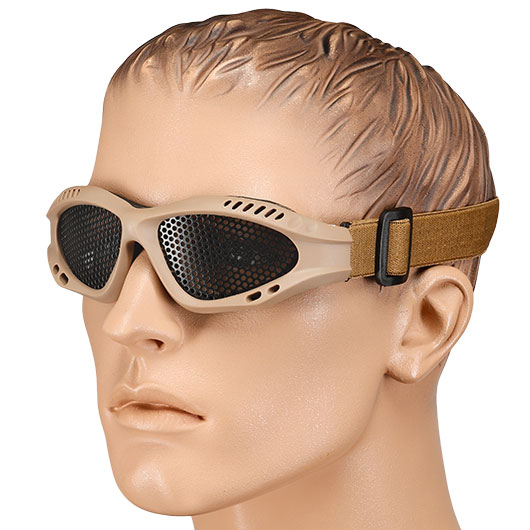 WoSport Tactical Goggle Round-Steelmesh Eye Protection Airsoft Gitterbrille tan Bild 4