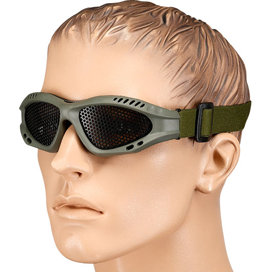 WoSport Tactical Goggle Round-Steelmesh Eye Protection Airsoft Gitterbrille oliv Bild 4