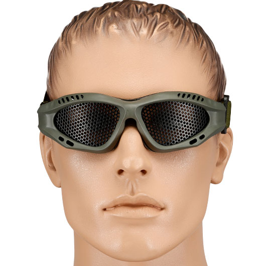 WoSport Tactical Goggle Round-Steelmesh Eye Protection Airsoft Gitterbrille oliv Bild 5