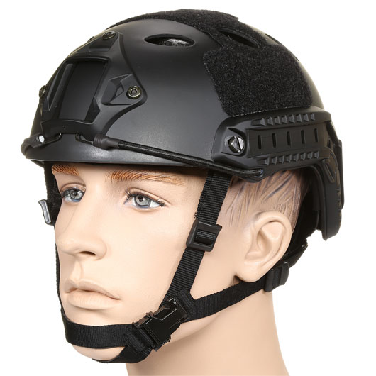 nHelmet Airsoft Helm FAST PJ Standard Railed mit NVG Mount schwarz