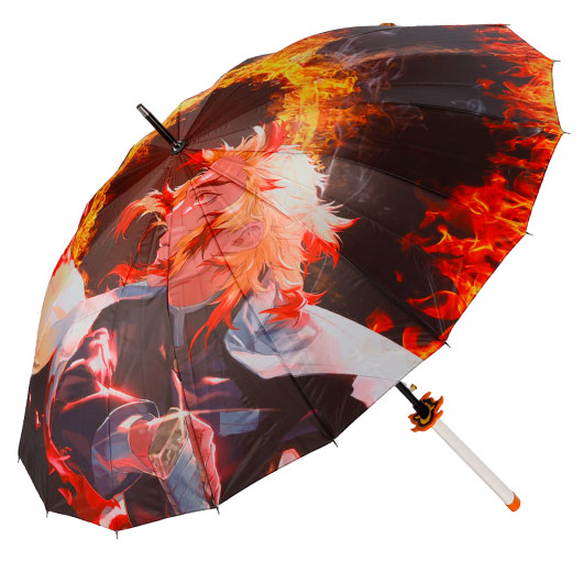Regenschirm Katanaoptik Demon Slayer Motiv Kyoujurou orange/wei 110 cm