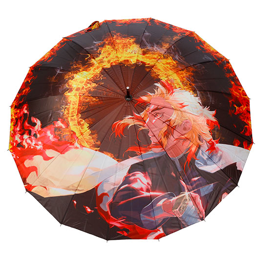 Regenschirm Katanaoptik Demon Slayer Motiv Kyoujurou orange/wei 110 cm Bild 1
