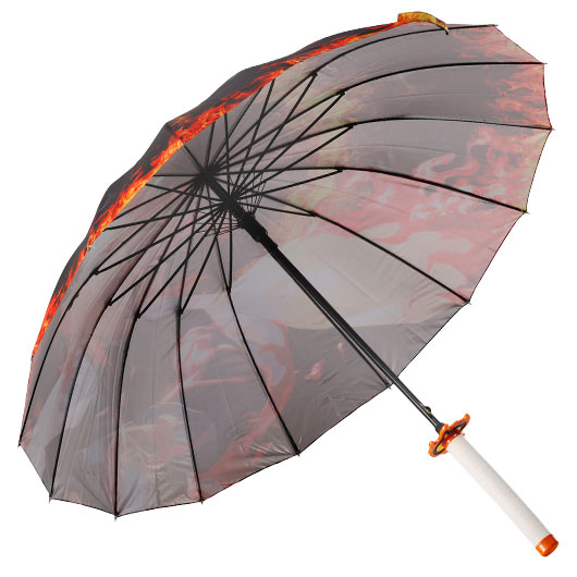 Regenschirm Katanaoptik Demon Slayer Motiv Kyoujurou orange/wei 110 cm Bild 5