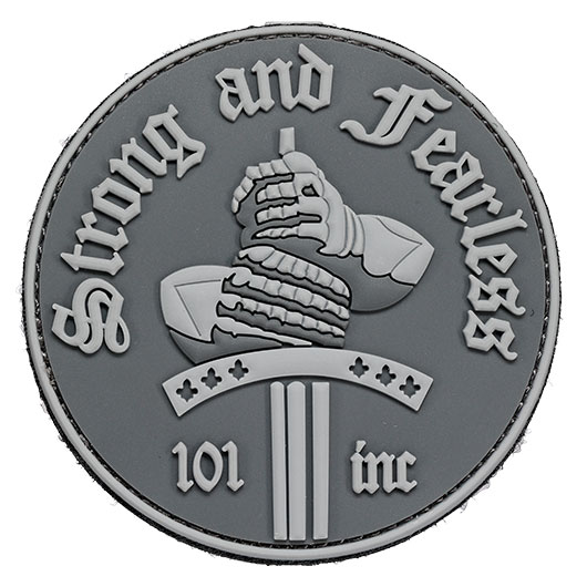3D Rubber Patch mit Klettflche Strong and Fearless grau