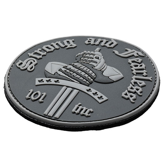 3D Rubber Patch mit Klettflche Strong and Fearless grau Bild 1