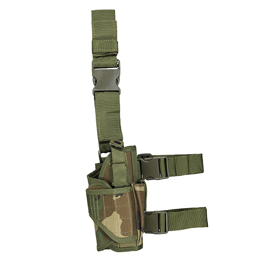 WoSport Universal Tactical Beinholster fr Pistole und Ersatzmagazin Nylon-Fabric rechts woodland