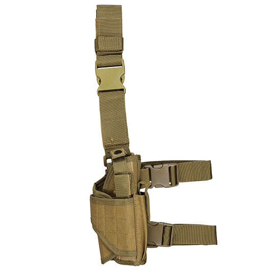 WoSport Universal Tactical Beinholster fr Pistole und Ersatzmagazin Nylon-Fabric rechts tan