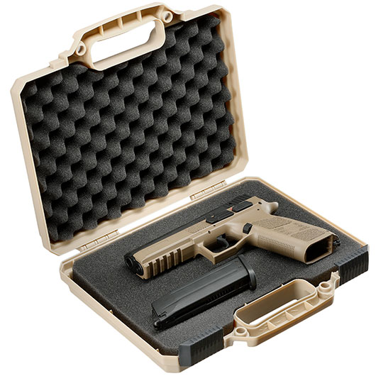 MAX Tactical Pistol Hard Case Pistolenkoffer 30 x 26 x 8,8 cm Waben-Schaumstoff tan Bild 6