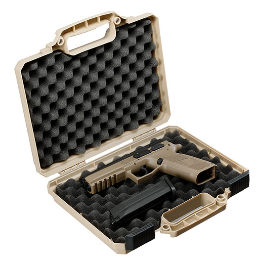 MAX Tactical Pistol Hard Case Pistolenkoffer 30 x 26 x 8,8 cm Waben-Schaumstoff tan Bild 6