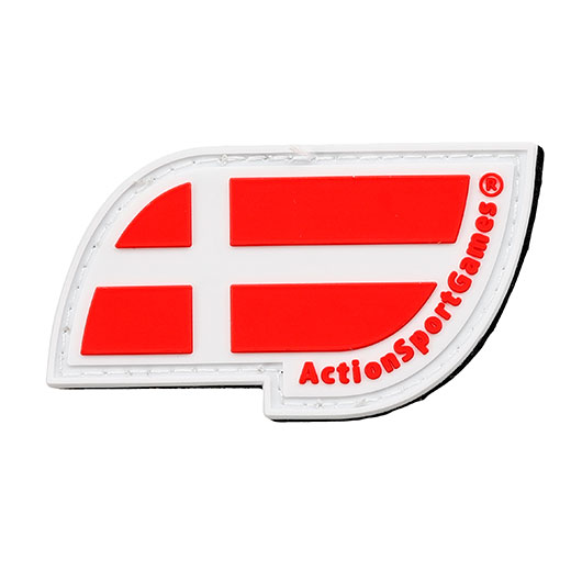 3D Rubber Patch mit Klettflche Dnemark Flagge rot / weiss