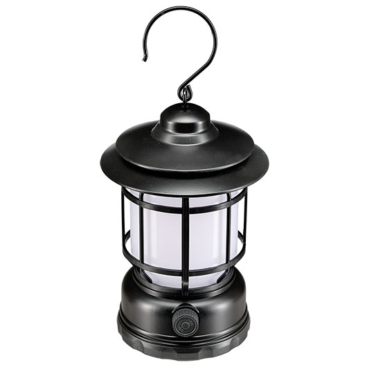 LED-Campinglaterne L-37 schwarz mit Dimmfunktion inkl. Akku & USB-C Ladekabel