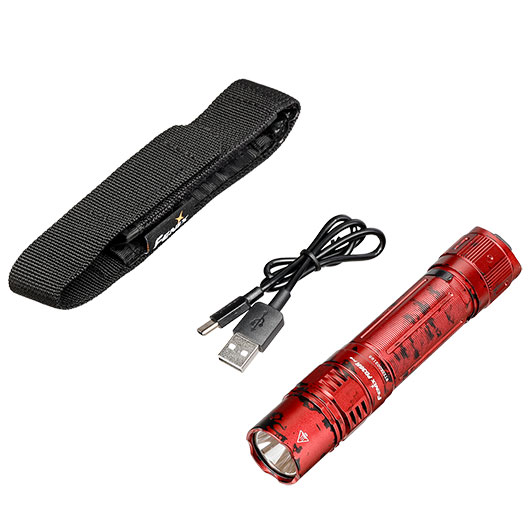 Fenix LED-Taschenlampe PD36R Pro 2800 Lumen red camouflage inkl. USB-C Ladekabel, Lanyard, Grtelclip & Nylonholster Bild 4