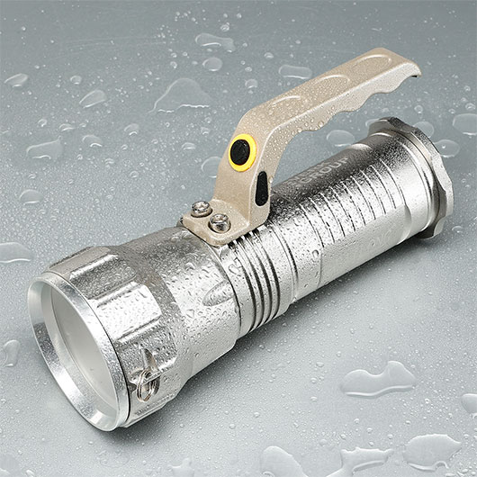 Bailong LED-Taschenlampe BL-677-T6 800 Lumen silber inkl. Ladegerte, Li-Ionen-Akkus & Schultergurt Bild 2