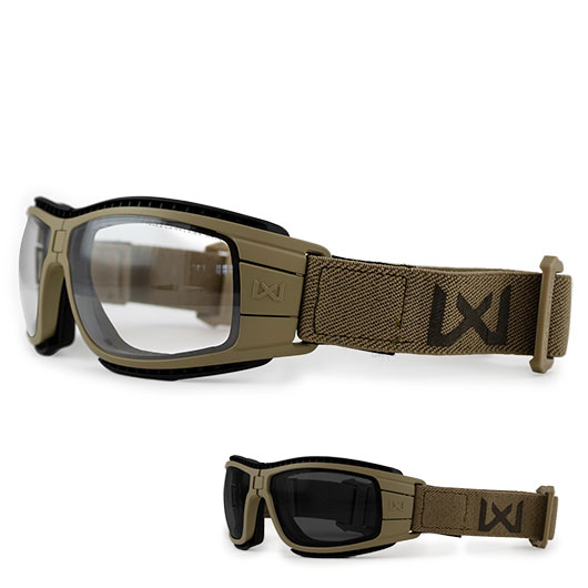 Wiley X Brille Lynx matt tan Glser grau inkl. Wechselglser klar, Brillenetui & Facial Cavity Dichtung