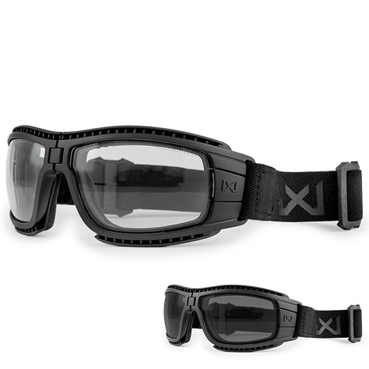 Wiley X Brille Lynx mattschwarz Glser grau inkl. Wechselglser klar, Brillenetui & Facial Cavity Dichtung